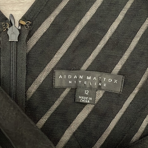 Aidan Mattox Niteline Black Shimmer Sleeveless Shutter Tiered Dress Size 12 - Picture 11 of 15